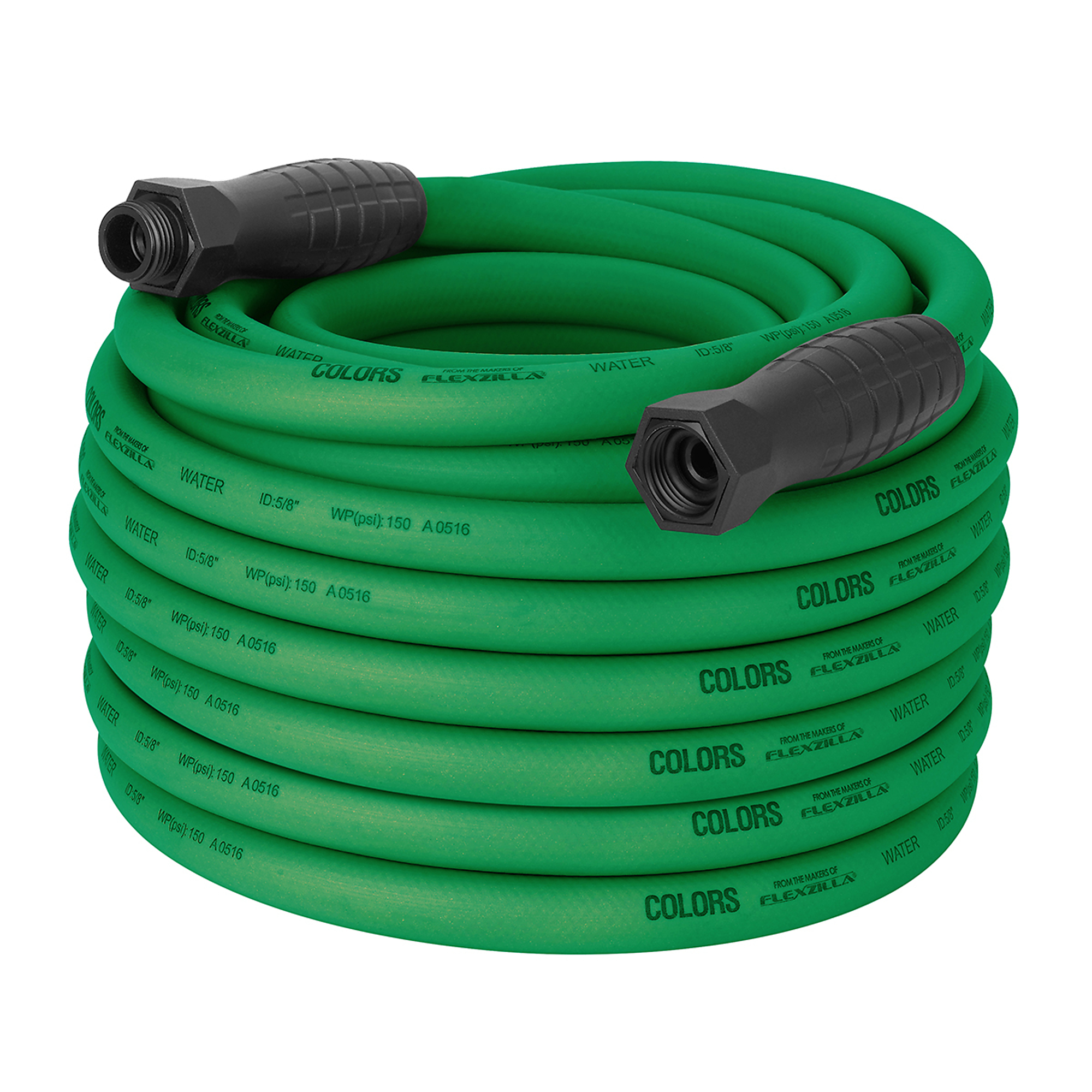 Legacy Flexzilla Colors Garden Hose, 5/8in. x 100ft., 150 PSI Max, SwivelGrip, Forest Green, Model# HFZC5100GRS-E